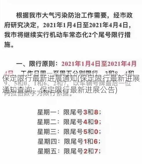 保定限行最新进展通知(保定限行最新进展通知查询：保定限行最新进展公告)