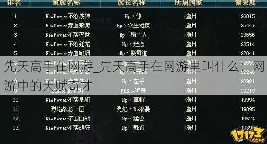 先天高手在网游_先天高手在网游里叫什么：网游中的天赋奇才