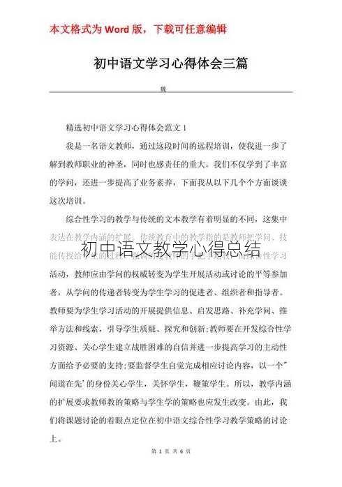 初中语文教学心得总结