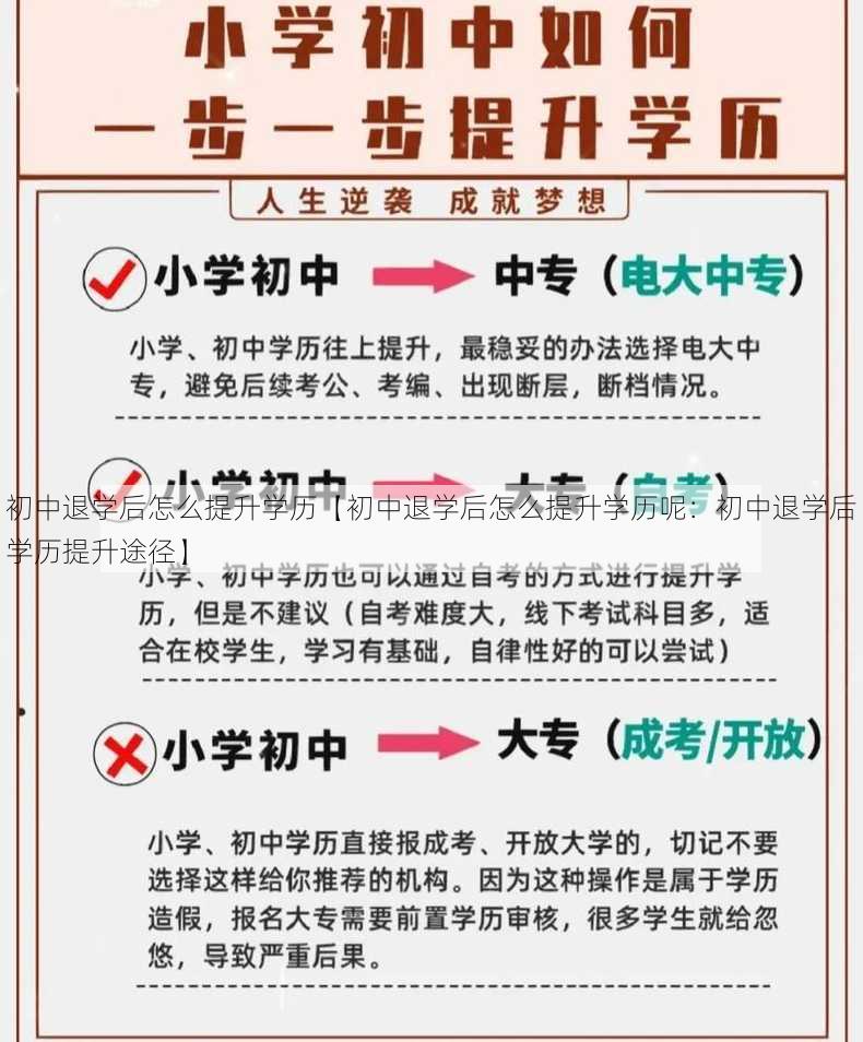 初中退学后怎么提升学历【初中退学后怎么提升学历呢：初中退学后学历提升途径】