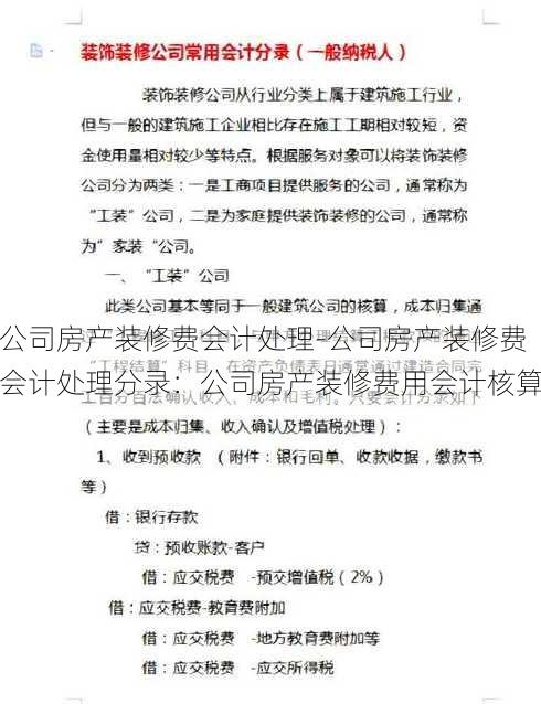 公司房产装修费会计处理-公司房产装修费会计处理分录：公司房产装修费用会计核算