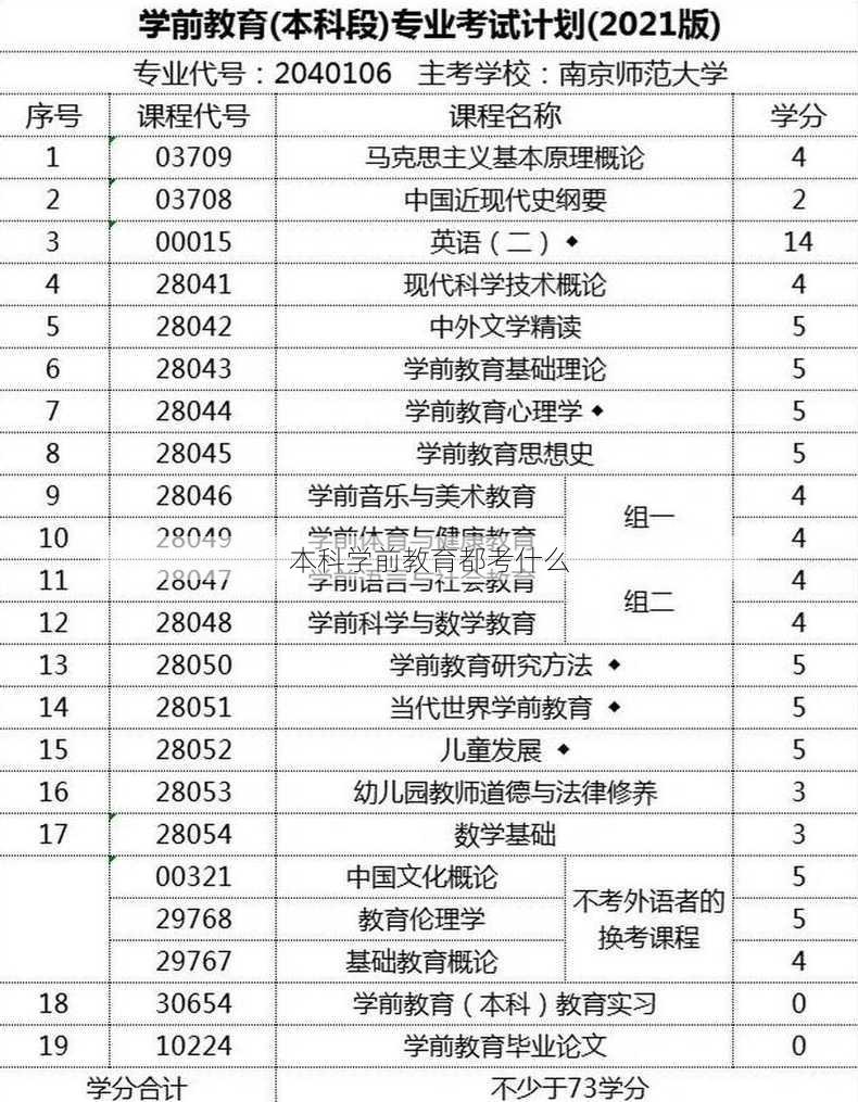 本科学前教育都考什么