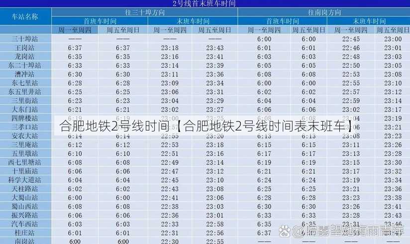 合肥地铁2号线时间【合肥地铁2号线时间表末班车】