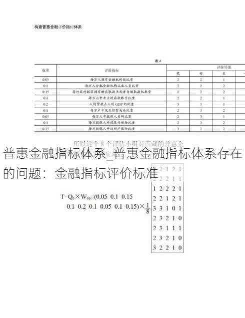 普惠金融指标体系_普惠金融指标体系存在的问题：金融指标评价标准