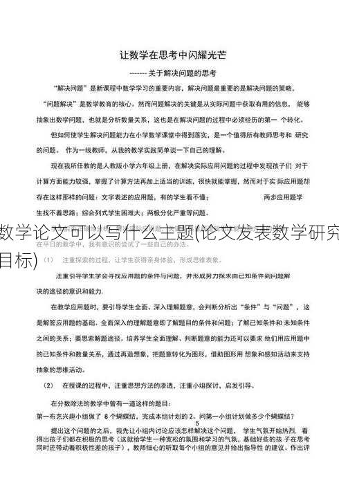 数学论文可以写什么主题(论文发表数学研究目标)