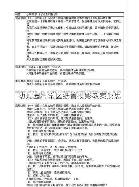 幼儿园科学区纸管投影教案反思