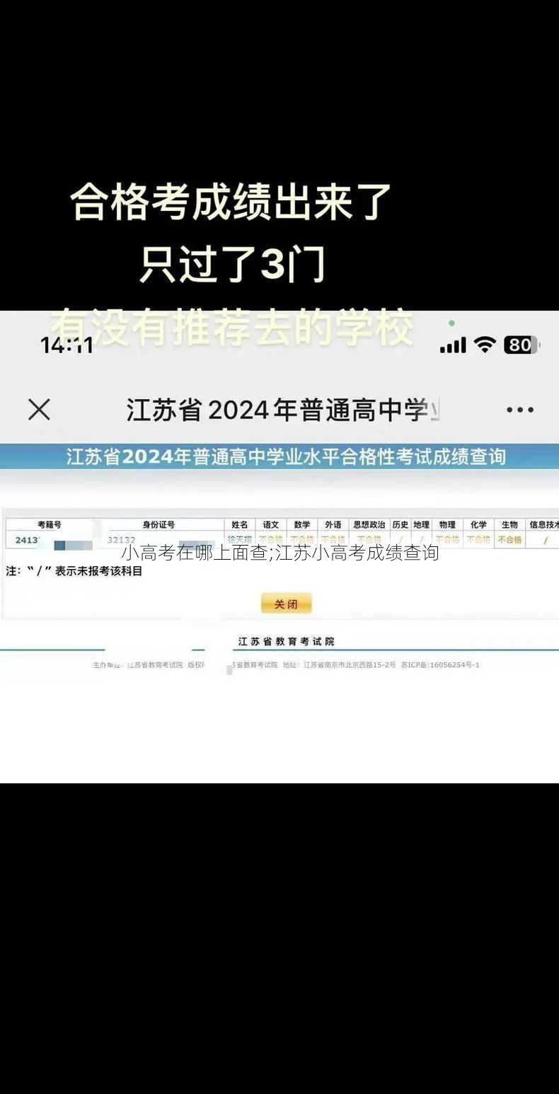 小高考在哪上面查;江苏小高考成绩查询