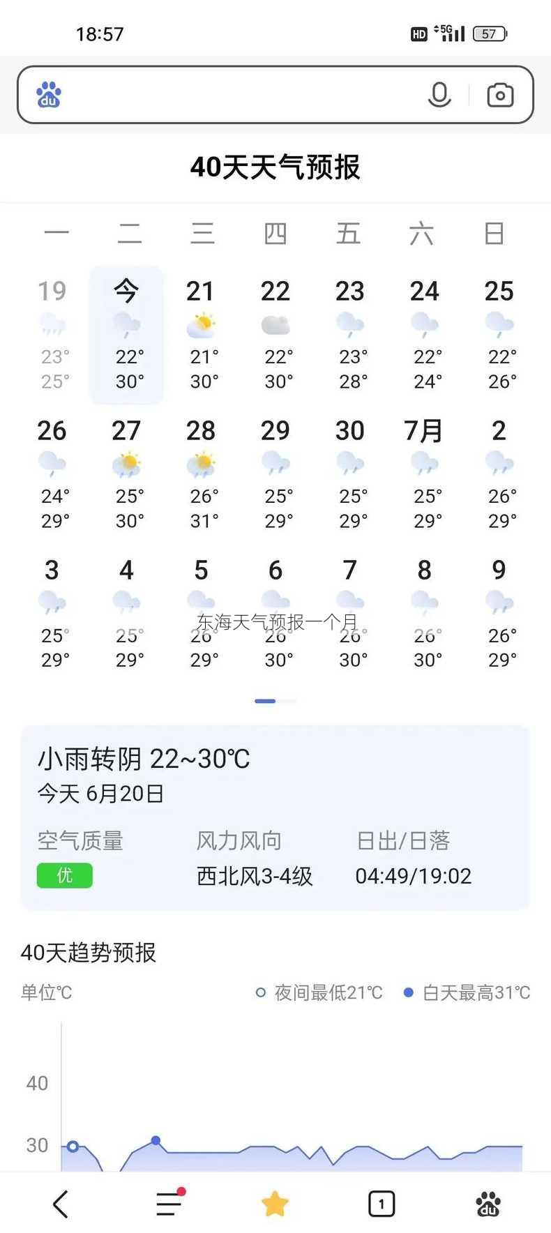 东海天气预报一个月