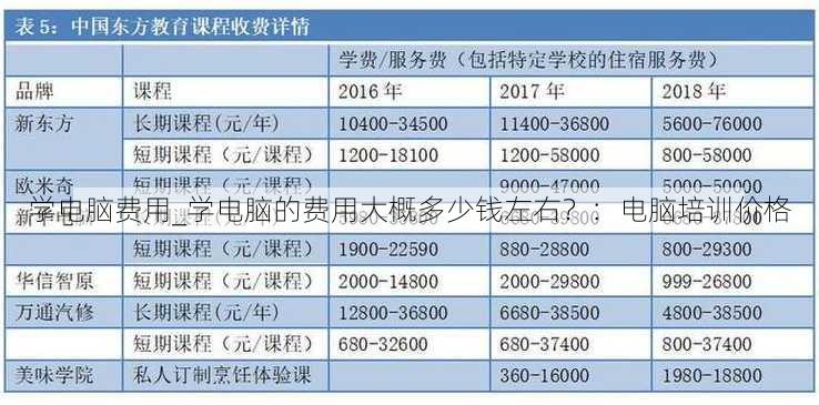 学电脑费用_学电脑的费用大概多少钱左右？：电脑培训价格