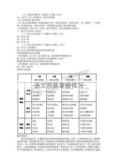 语文双基掌握情况