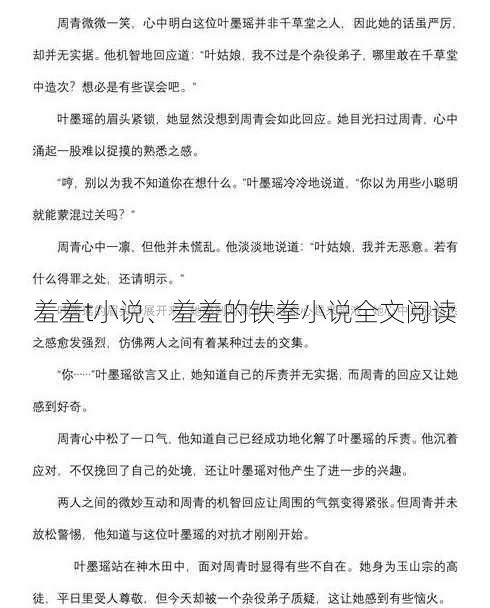 羞羞t小说、羞羞的铁拳小说全文阅读