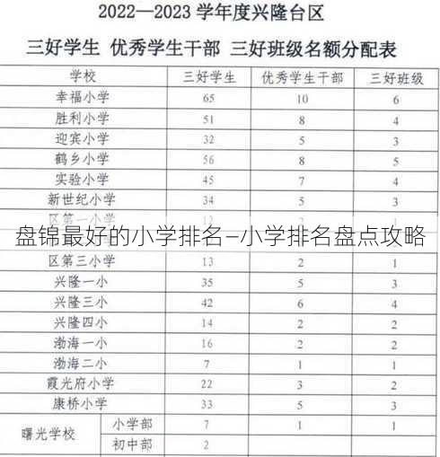 盘锦最好的小学排名—小学排名盘点攻略